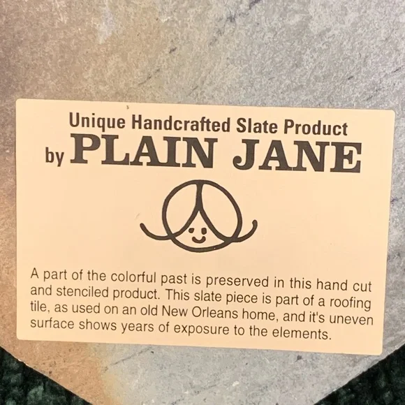 VTG Heart Stenciled Slate Welcome Sign Handcut Hand Painted from NOLA Roof Tile - Picture 3 of 7